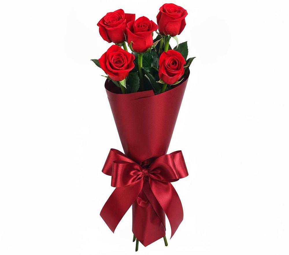 Букет 5 Красных роз Эдлесс Лав в Волот