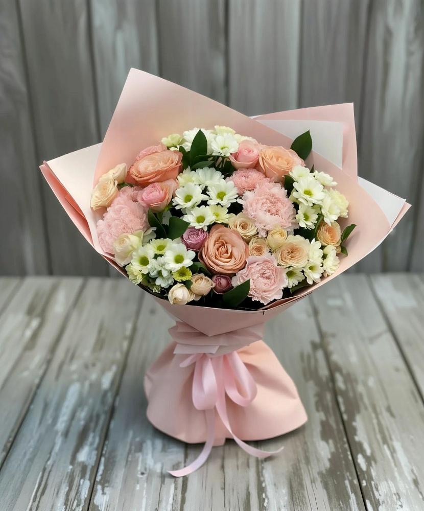 Букет цветов из: Гвоздики, Розы и Хризантемы в Волот