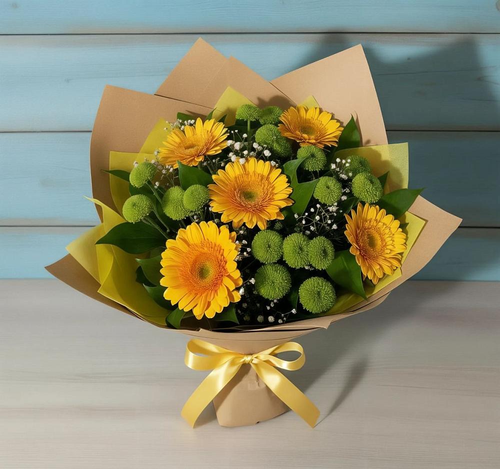 Букет цветов из: Герберы и Хризантемы в Волот