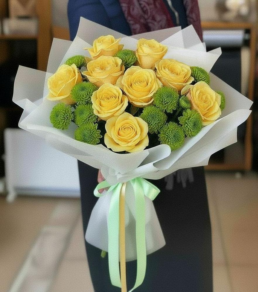 Букет цветов из: Хризантемы и Розы в Волот