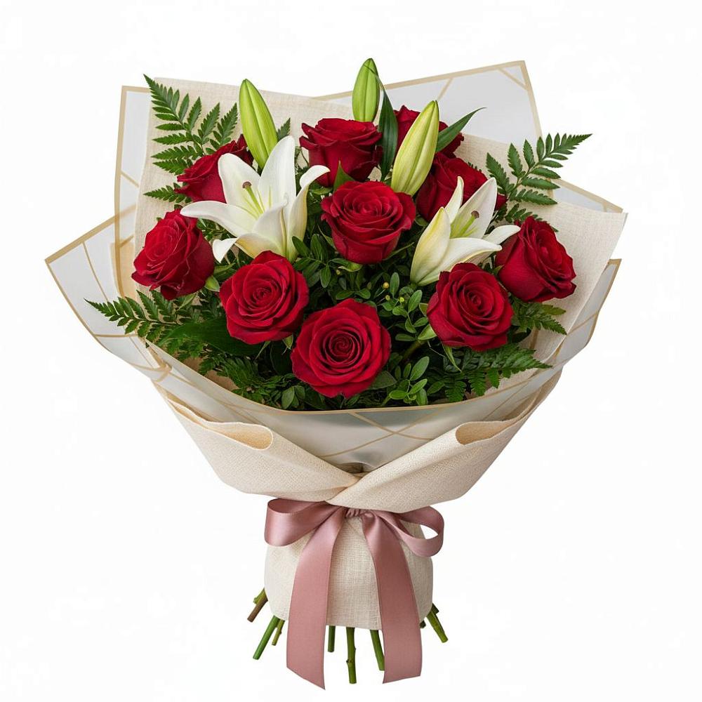 Букет цветов из: Лилии и Розы в Волот