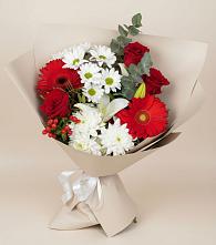 Букет цветов из:  Розы, Хризантемы, Герберы и Лилии в Волот