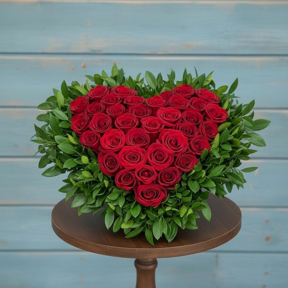 Цветочная композиция из Розы в виде сердца в Волот