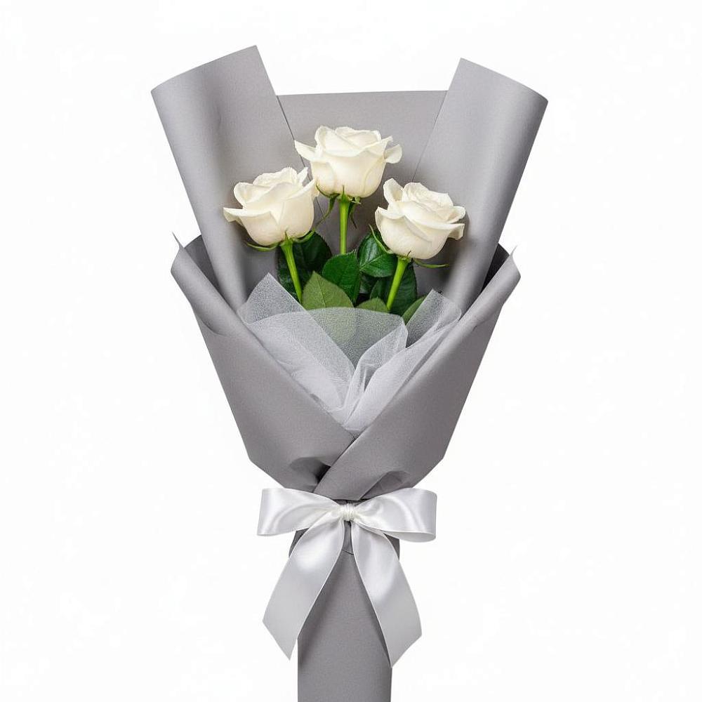 Букет 3 белые розы в Волот