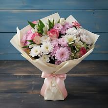 Букет цветов из:  Хризантемы, Альстромерии и Розы #REPLACE_PRED# Волот