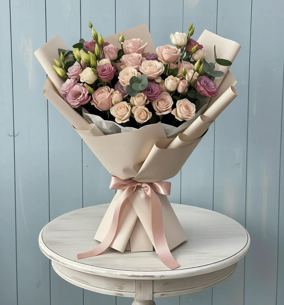 Букет цветов из: Розы и Лизиантусы в Волот