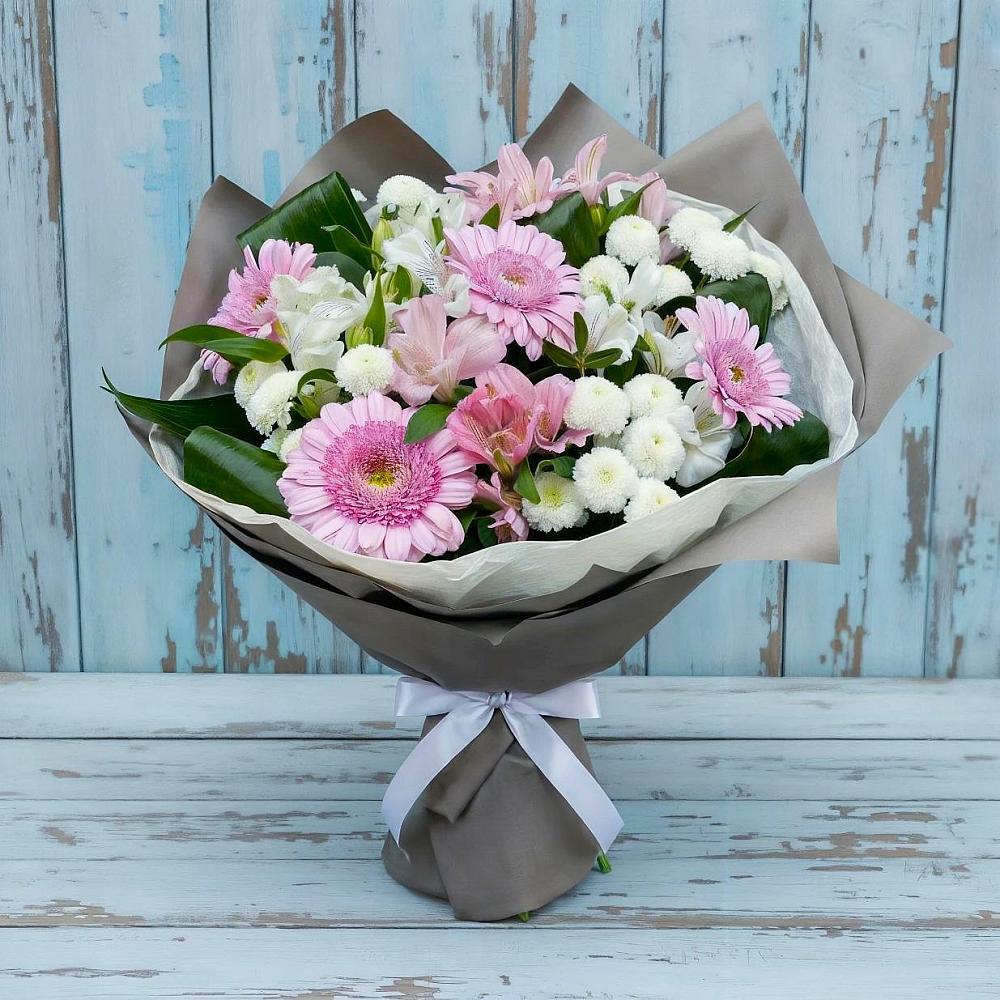 Букет цветов из: Герберы, Альстромерии и Хризантемы в Волот