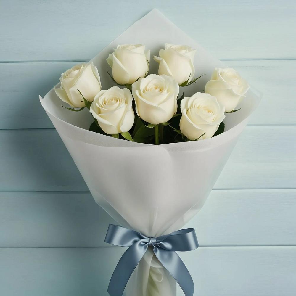 Букет 7 Белых роз Эдлесс Лав в Волот